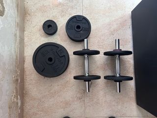 Conjunto de pesas DOMYOS + banco para las pesas