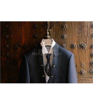 Traje de Novio Azul oscuro con reflejos tela