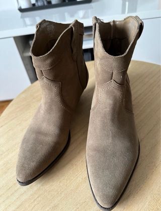 Botines piel serraje topo talla 37