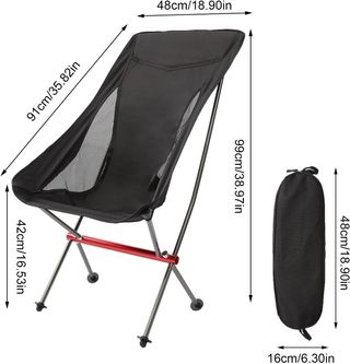 Shallwe Sedia Campeggio Pieghevole NeroRosso CA035