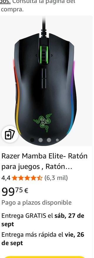 Ratón Razer Mamba Elite Gaming Negro