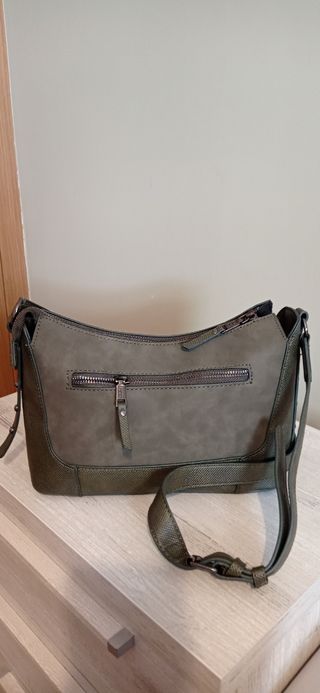 Bolso bandolera ante verde caqui