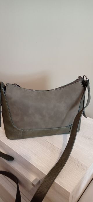 Bolso bandolera ante verde caqui