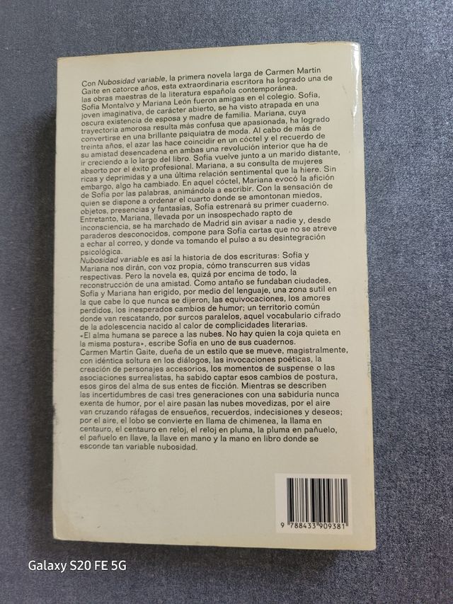 Libro Nubosidad Variable Carmen Martín Gaite