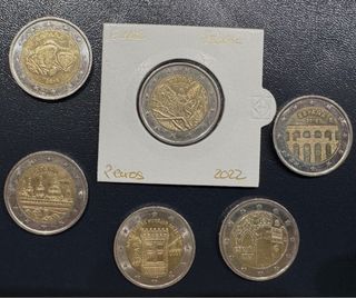 Lotto di 5 monete commemorative da 2 euro provenienti dalla Spagna