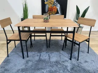 Conjunto Comedor Mesa y 4 Sillas Madera