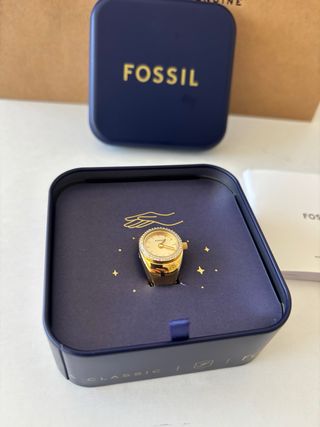 Anillo Reloj Fossil Dorado Nuevo
