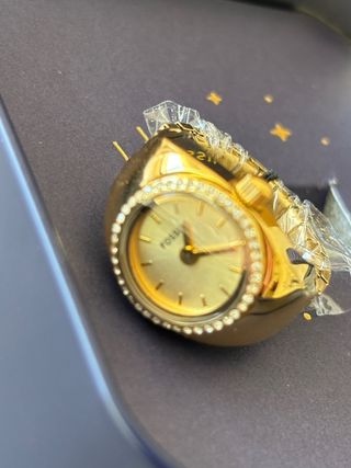 Anillo Reloj Fossil Dorado Nuevo