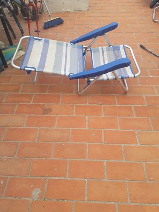 Silla de Playa Plegable Azul y Plateada