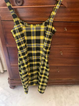 Vestido cuadros H&M amarillo y negro
