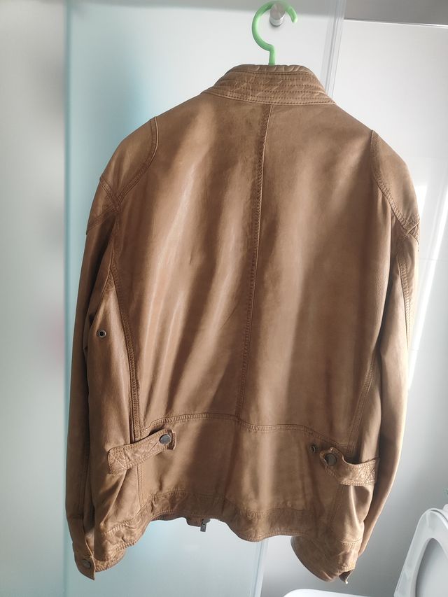 Chaqueta Cuero Marrón Hombre Massimo Dutti Talla L