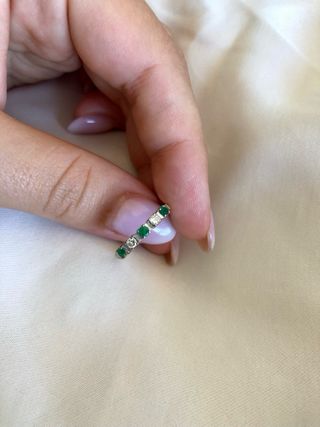 Anillo Oro 18k Esmeraldas y Brillantes