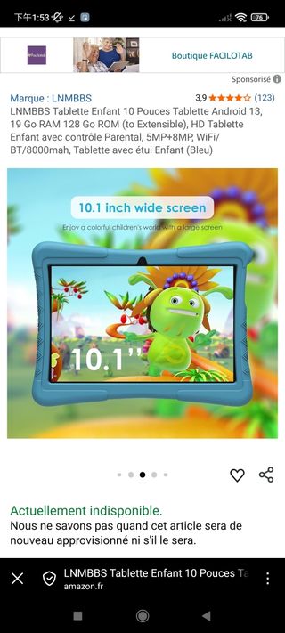 Tablet LNMBBS Niños 10 Android 13 Azul