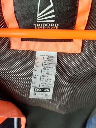 Parka niña Decathlon 12 13 años. Naranja/Azul