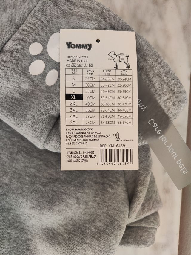 Abrigo para perro Yommy gris