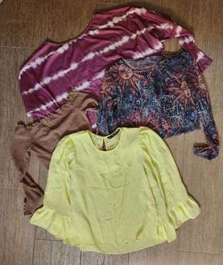 Lote 4 camisas blusas tops mujer entretiempo S