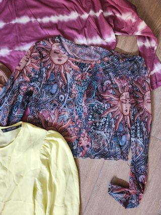 Lote 4 camisas blusas tops mujer entretiempo S