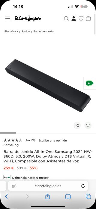 Barra de sonido samsung 2024 HW-S60D, 5.0 DOLBY