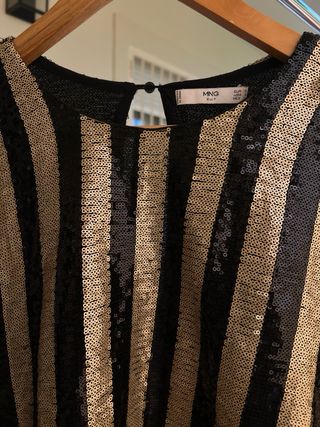 Capa Blusa lentejuelas rayas Mango 