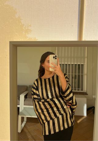 Capa Blusa lentejuelas rayas Mango 