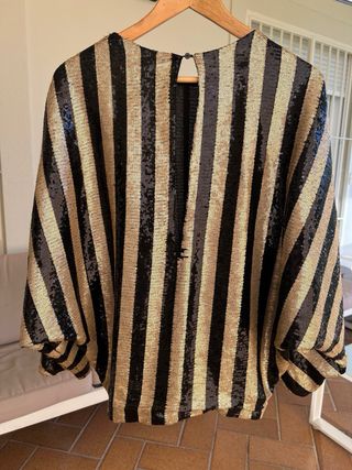 Capa Blusa lentejuelas rayas Mango 