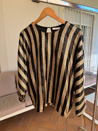 Capa Blusa lentejuelas rayas Mango 