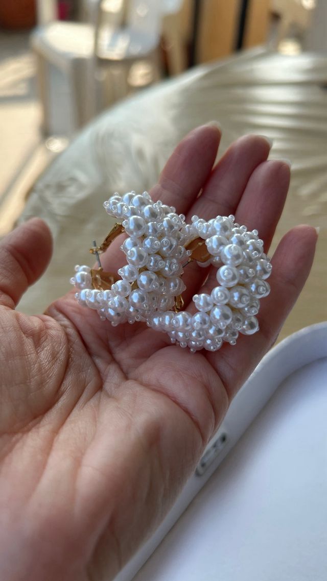 Orecchini cerchio perle oro