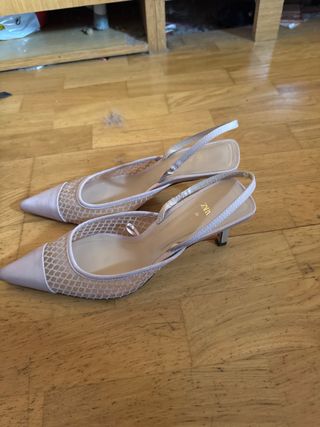 Tacones Zara Beige/Rosa Talla 39