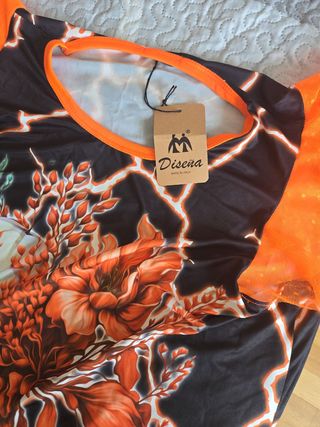 Vestido Talla Grande XXXL Calaveras Naranja
