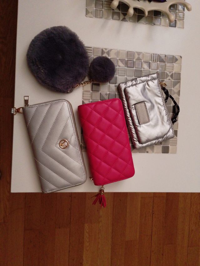 Monederos Mujer Rosa y Plateado