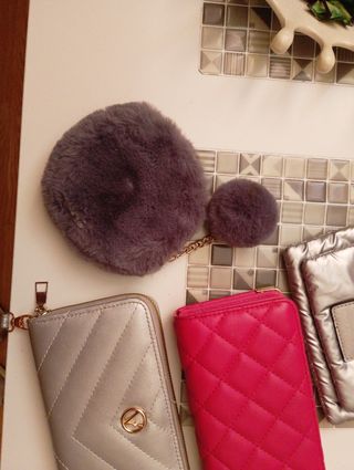 Monederos Mujer Rosa y Plateado