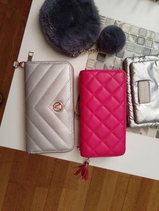Monederos Mujer Rosa y Plateado