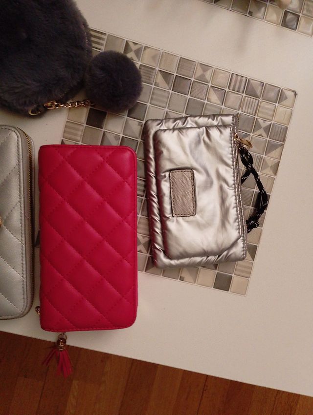 Monederos Mujer Rosa y Plateado