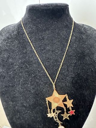 Collana con stelle e luna oro e rosso