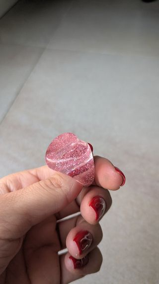 Anillo corazón rosa con purpurina