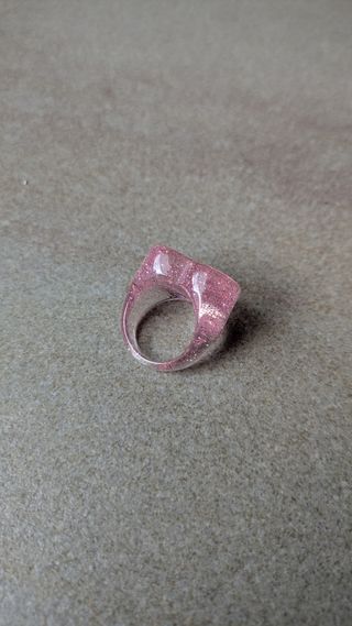 Anillo corazón rosa con purpurina