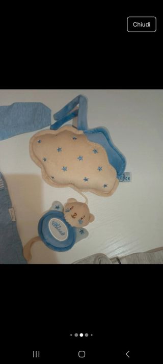 Set 3 pagliaccetti + carillon bimbo 0/1 mese