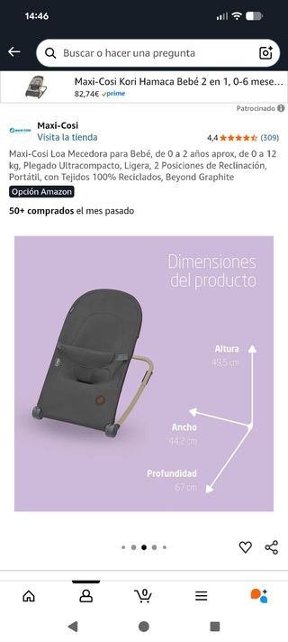 Maxi-Cosi Mecedora Bebé 0-9kg Gris