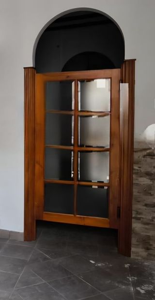 Puerta vaivén madera acristalada 1 hoja