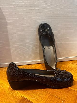 Bailarinas marrones efecto piel cocodrilo