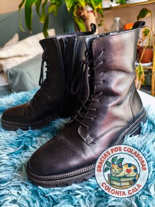 Botas militares piel negra talla 38