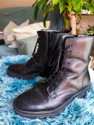 Botas militares piel negra talla 38