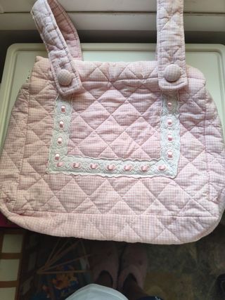 Bolso de carrito rosa a cuadros