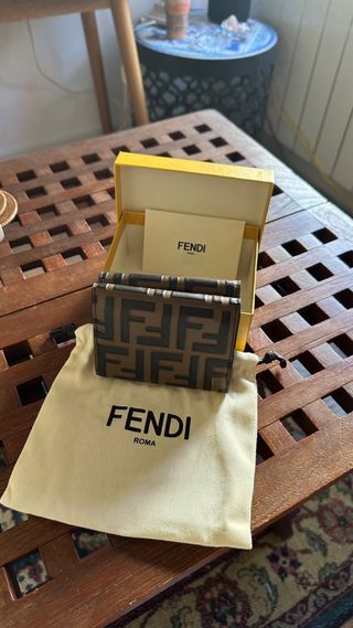 Portafoglio Fendi Roma marrone e oro