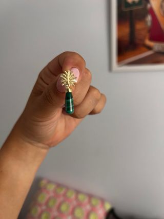Pendientes Palmera Oro y Malacita