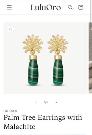 Pendientes Palmera Oro y Malacita