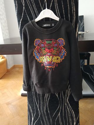 Sudadera Kenzo Negra con Tigre Bordado