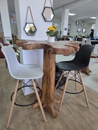 Taburetes Altos Patas Madera Set 4