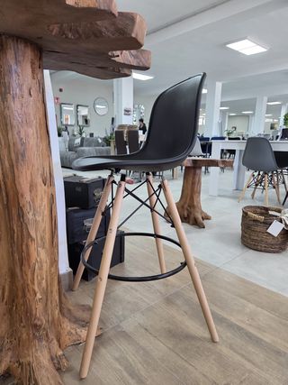 Taburetes Altos Patas Madera Set 4