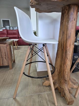 Taburetes Altos Patas Madera Set 4